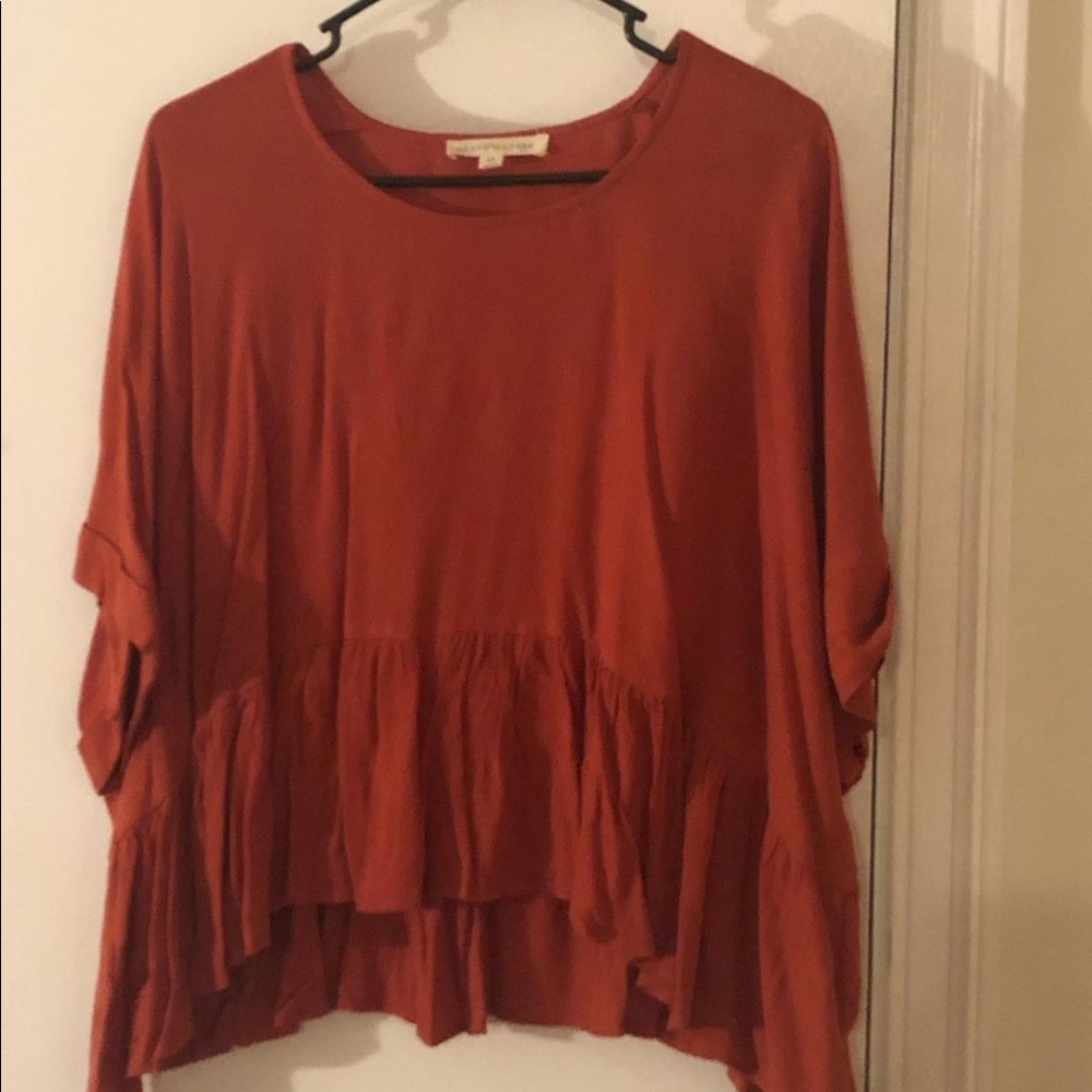 CROP PEPLUM TOP- REDISH ORANGE